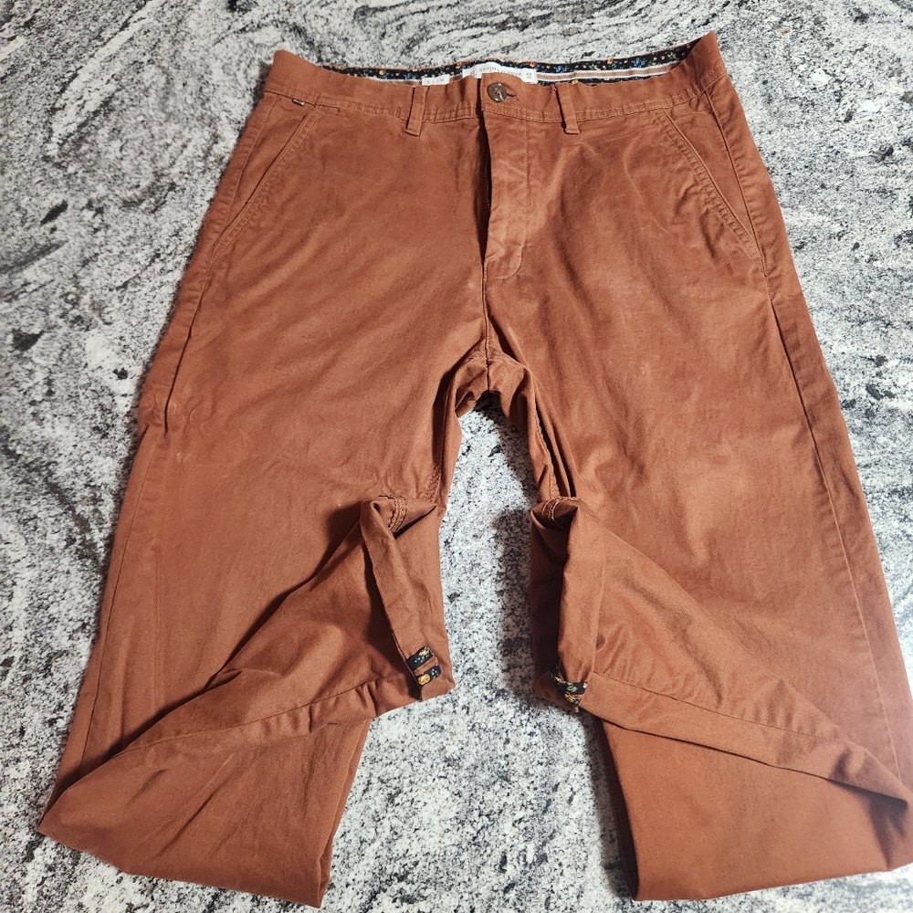 Denim & Flowers Mens Orange Brown Pants Size 32 Slim